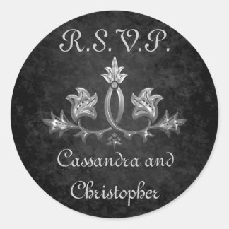 Sticker Rond Mariage élégant gothique foncé romance RSVP
