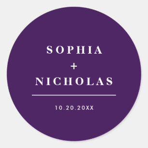 Sticker Rond Mariage élégant minimal moderne foncé violet