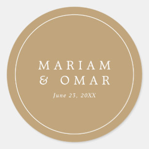 Sticker Rond Mariage Élégant Minimaliste Bordure Or