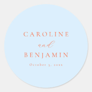 Sticker Rond Mariage élégant minimaliste calligraphie bleue ora
