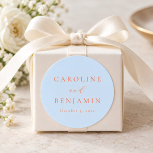 Sticker Rond Mariage élégant minimaliste calligraphie bleue ora