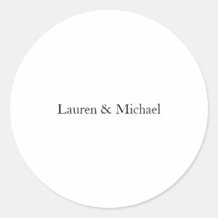 Sticker Rond Mariage Élégant minimaliste classique noir blanc