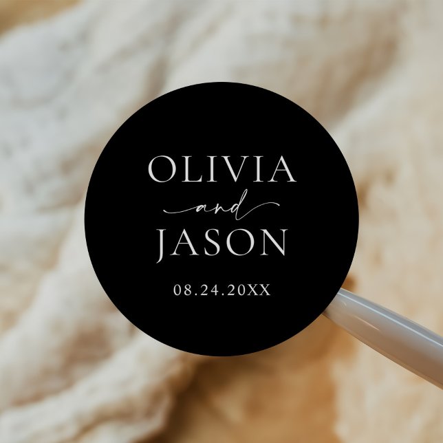 Sticker Rond Mariage élégant minimaliste moderne (Créateur téléchargé)