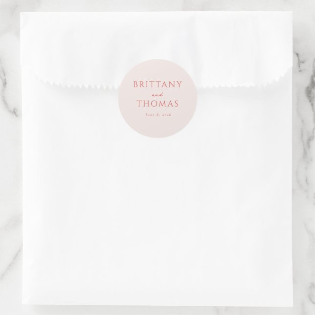 Sticker Rond Mariage Élégant Minimaliste Rose (Sac)