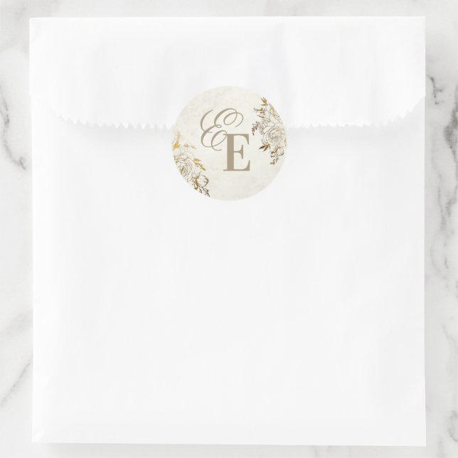Sticker Rond Mariage Élégant Moderne (Sac)
