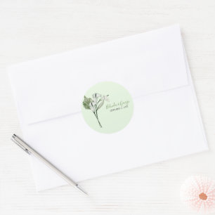 Sticker Rond Mariage Élégant Moderne aux Calla Lilies Blancs