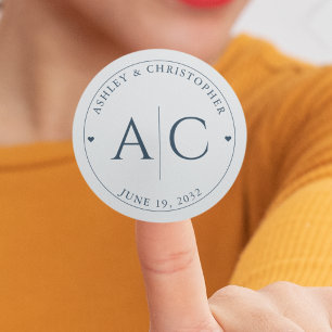 Sticker Rond Mariage élégant moderne bleu marine