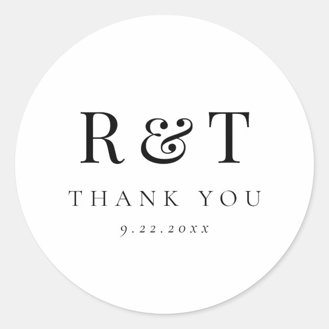 Sticker Rond Mariage Élégant Monogramme (Devant)