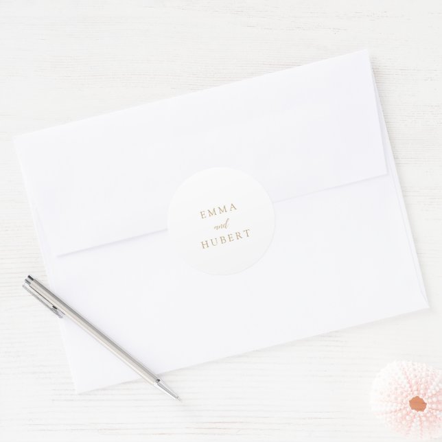 Sticker Rond Mariage Élégant Or Classique (Enveloppe)