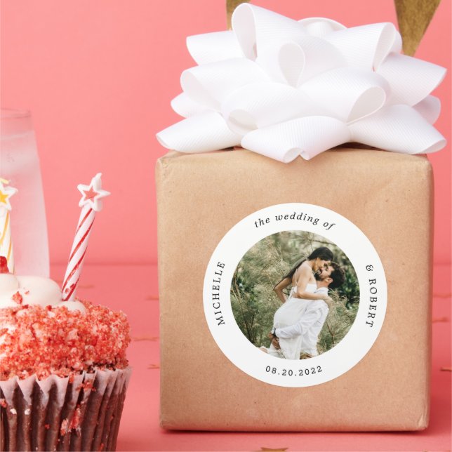 Sticker Rond mariage élégant photo monogramme (Fête)