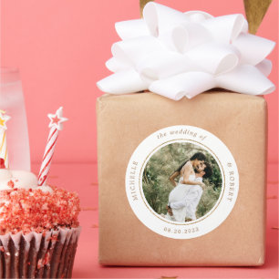 Sticker Rond mariage élégant photo monogramme