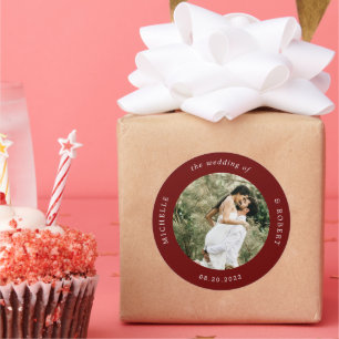Sticker Rond mariage élégant photo monogramme