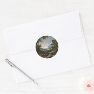 Sticker Rond Mariage Élégant Romantique Vintage en Forêt