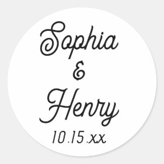 Sticker Rond Mariage Élégant Script Typographie moderne Noir