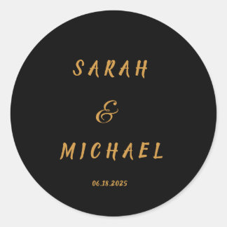 Sticker Rond Mariage Élégant Typographie Moderne