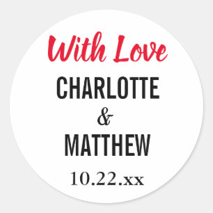 Sticker Rond Mariage Élégante Typographie Moderne Avec Amour