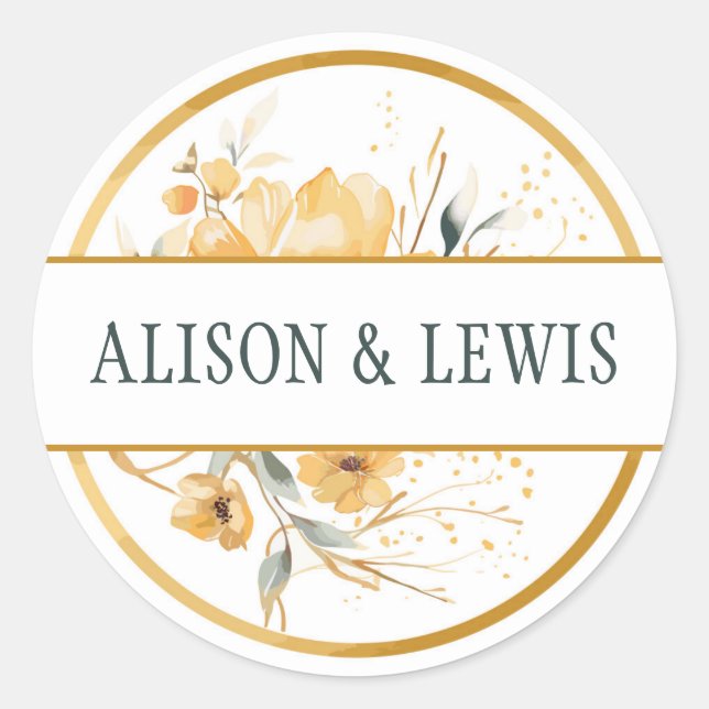 Sticker Rond Mariage Emerald et Gold Spring (Devant)