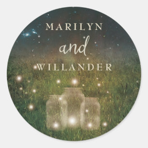 Sticker rond Mariage en bois enchanté Mason Jar