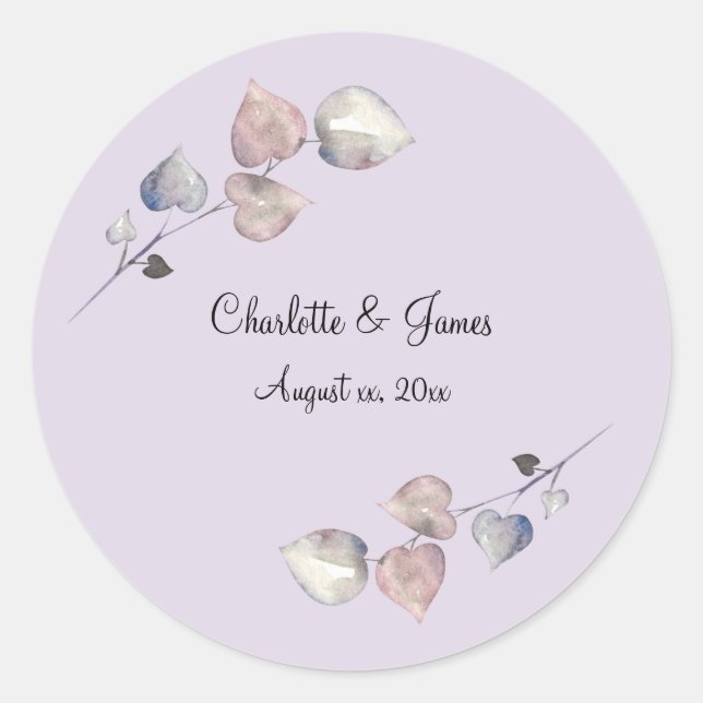 Sticker Rond Mariage en cuir écossais doux violet (Devant)