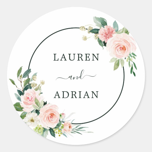 Sticker Rond Mariage en fleur rose (Devant)
