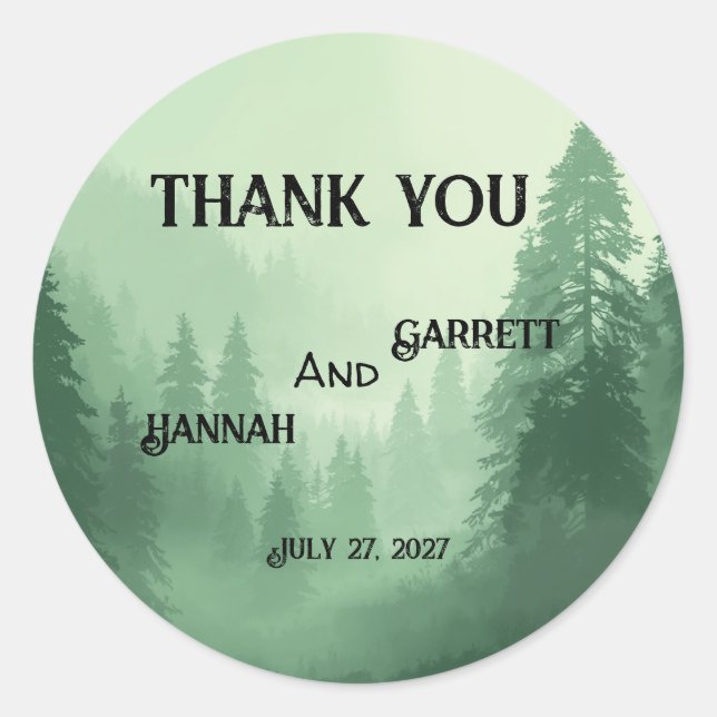 Sticker Rond Mariage en Forêt Verte  (Devant)