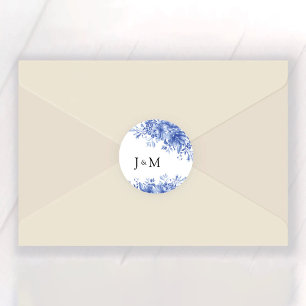 Sticker Rond Mariage en porcelaine bleue