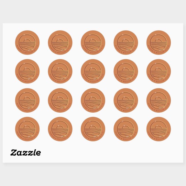 Sticker Rond Mariage en terre cuite dorée (Feuille)