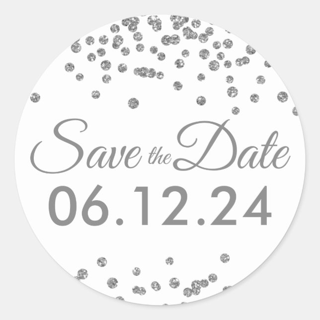 Sticker Rond Mariage Enregistrer la date Parties scintillant ar (Devant)