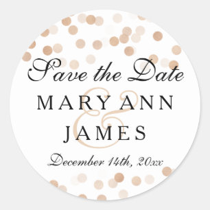 Sticker Rond Mariage Enregistrer La Date Parties scintillant Fo