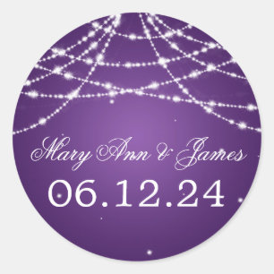Sticker Rond Mariage Enregistrer La Date Sparkling String Viole