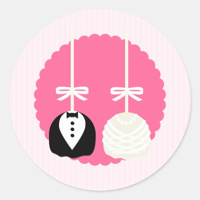 Sticker Rond Mariage Enveloppe Pop Gâteau Rose (Devant)