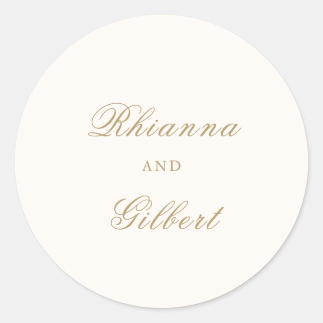 Sticker Rond Mariage Éternel Ivoire et Or Classique (Devant)