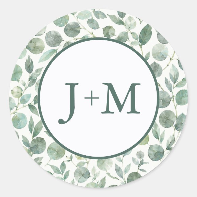 Sticker Rond Mariage Eucalyptus (Devant)