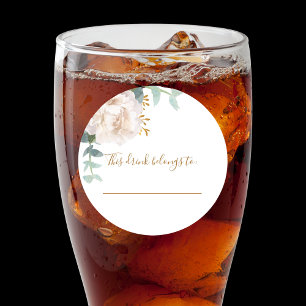 Sticker Rond Mariage eucalyptus ce verre appartient à 