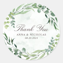 Sticker rond Mariage Eucalyptus Green Foliage