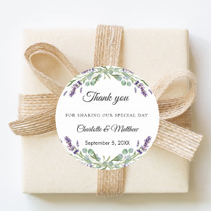 Sticker Rond Mariage eucalyptus lavande remerciement