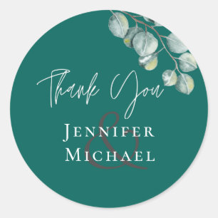 Sticker Rond Mariage EUCALYPTUS TURQUOISE à faible budget