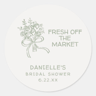 Sticker Rond Mariage Fantaisiste Vert Frais du Marché Baby Show