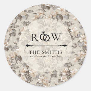 Sticker Rond Mariage Fantastique aux Gardenias Magnifiques Vint