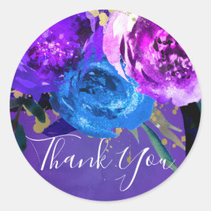 Sticker Rond Mariage Fantastique Floral Violet Ultra Vibrant