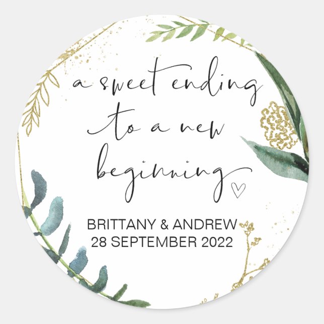 Sticker Rond Mariage Faveur Traiter le sac Jam Jar Sweet Début (Devant)