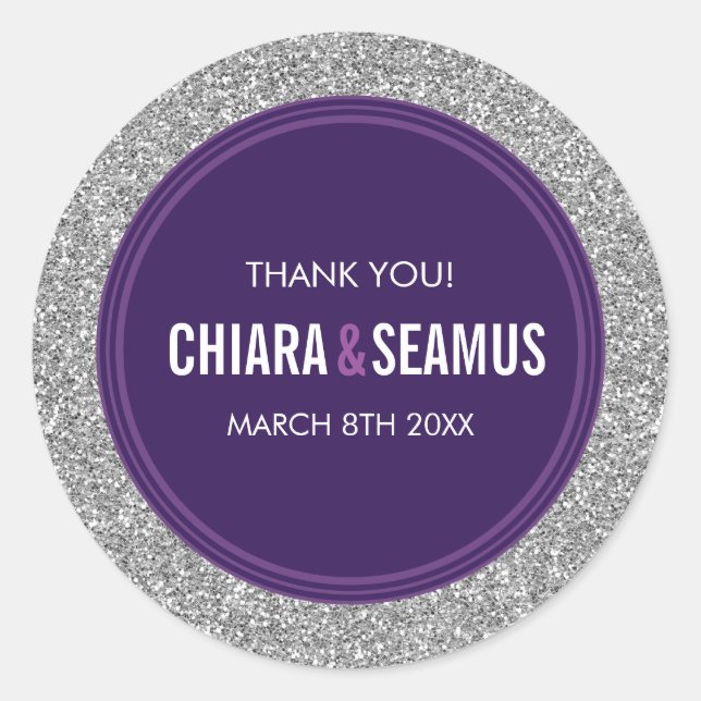 Sticker Rond MARIAGE FAVOR moderne simple parties scintillant a (Devant)