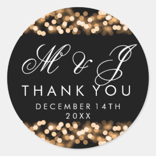 Sticker Rond Mariage Favor Tag Gold Hollywood Glam