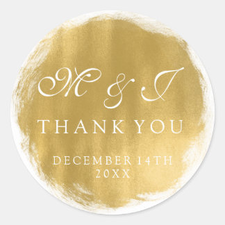 Sticker Rond Mariage Favor Tag Gold Peinture Look