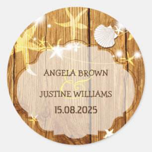 Sticker Rond Mariage Festive Beach String Lights