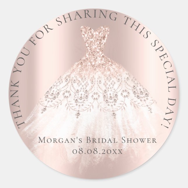 Sticker Rond Mariage Fête 16ème Remerciement Paillettes Rose Ro (Devant)