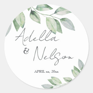 Sticker Rond Mariage Feuille doux