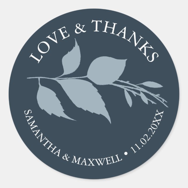 Sticker Rond Mariage Feuille Merci simple (Devant)