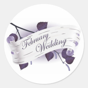 Sticker Rond Mariage février : feuilles de la saison :