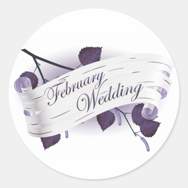 Sticker Rond Mariage février : feuilles de la saison : (Devant)